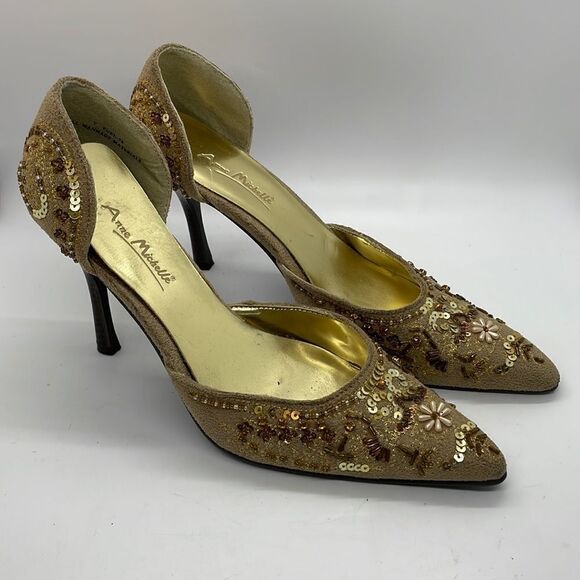 Ann Michelle Suede with Beads an Sequins High Heels Women’s Size 7 Elegant - Picture 1 of 14